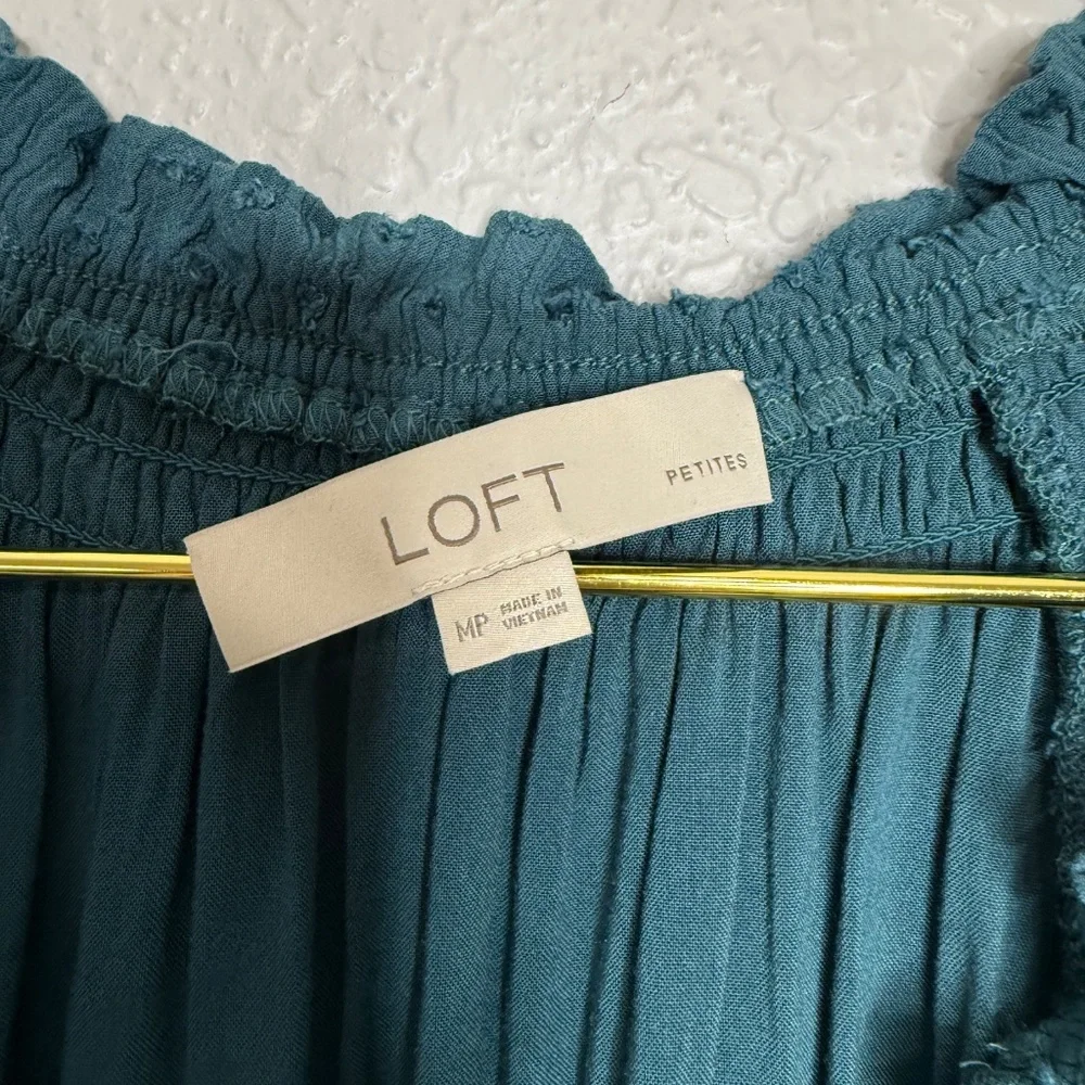 Loft‎ Petite Clip Dot Romper Teal Blue -cp